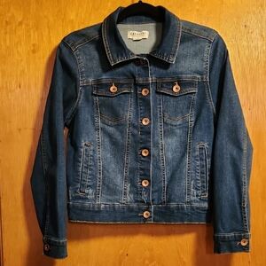 Women's Petite Distressed Jean Jacket